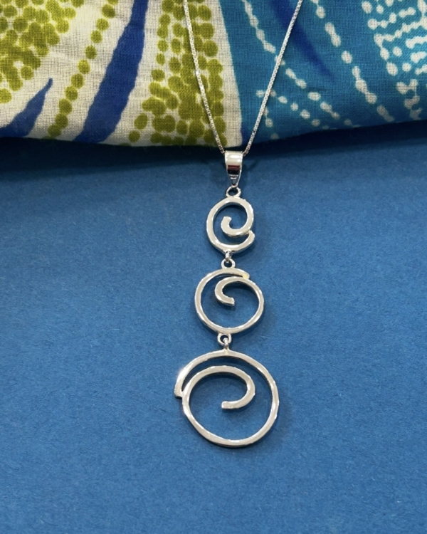 'Triple Graduating Spirals' Sterling Silver Pendant and Chain